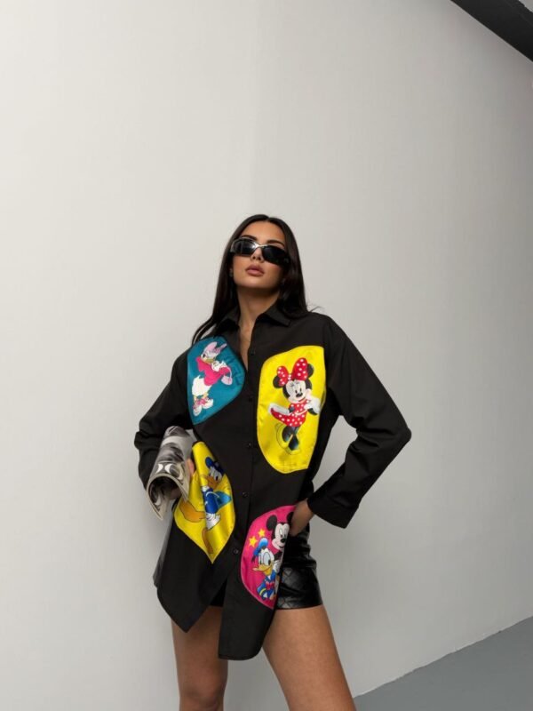 Women's Long Biblin Texture Shirt - Disney Characters - Image 4