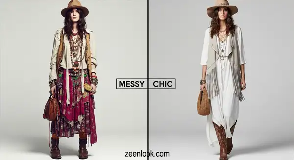 فتاة-ترتدي-البوهو-شيك-بألوان-ترابية-مع-بوت-عالي