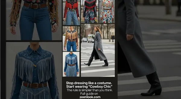 عارضة ترتدي حذاء كاوبوي شيك أسود بسيط مع معطف صوف طويل بيج لإطلالة شتوية أنيقة ومتوازنة.